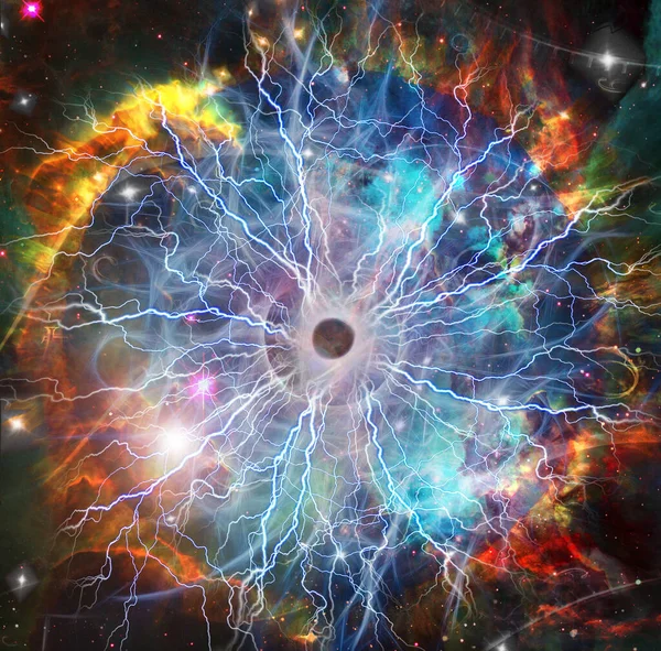 Big Bang Energía Estalló Espacio Vívido Renderizado — Foto de Stock