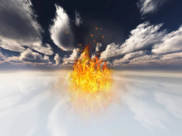 Ogień Niebie Renderowanie — Zdjęcie stockowe