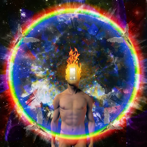 Burning Mind Cosmic Space Rendering — Stock Photo, Image