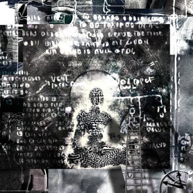 Meditasyon. Mistik semboller sanatı. 3B görüntüleme