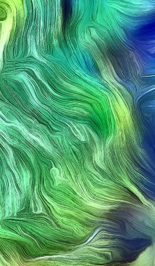 Yeşil renk hareketinin akışkan çizgileri. 3B görüntüleme