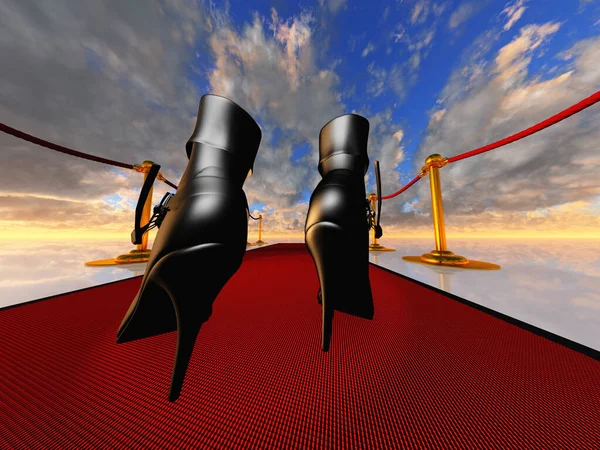 Shoes Red Carpet Rendering — Stock Photo, Image