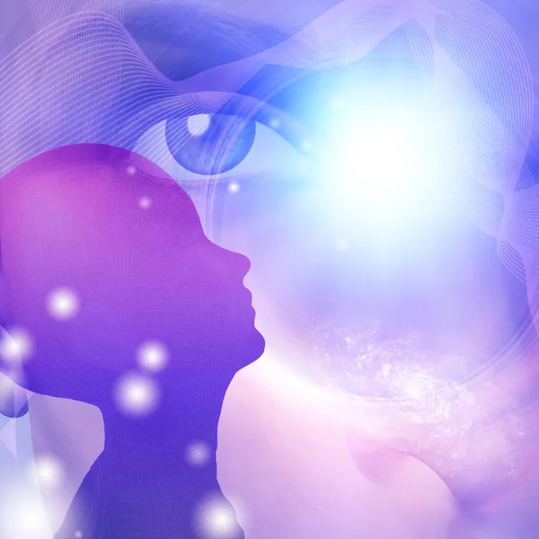 Kasvot Naisen Silmä Abstraktissa Avaruudessa Renderointi — kuvapankkivalokuva