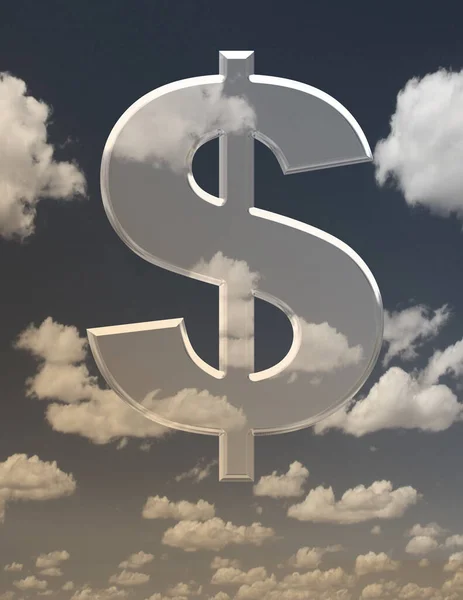 Dollarteken Bewolkte Lucht Weergave — Stockfoto