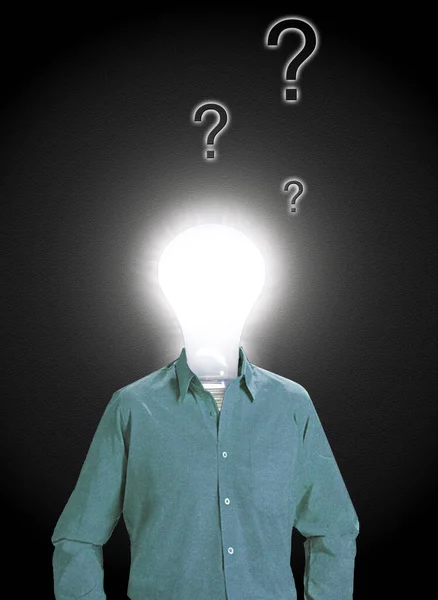Questions Light Bulb Men Clothes — Stock Photo, Image