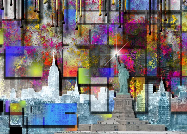 Nyc Manhattan Schilderij Weergave — Stockfoto