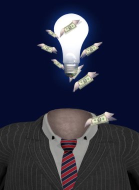 Metaforik kompozisyon. İş adamı ve para