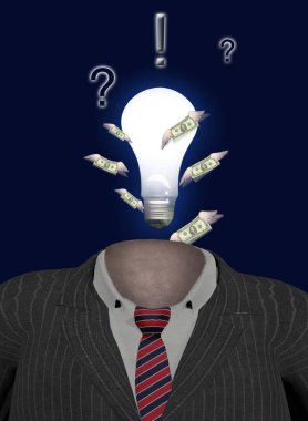 Metaforik kompozisyon. İş adamı ve para