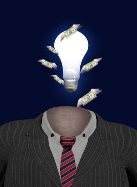 Metaforik kompozisyon. İş adamı ve para