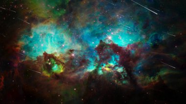 Canlı evren ve nebula. 3B görüntüleme
