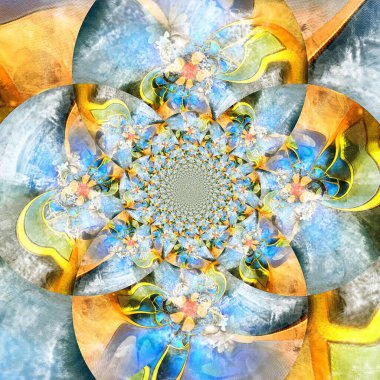 Renkli fraktal. Tuval üzerine yağ. 3B görüntüleme