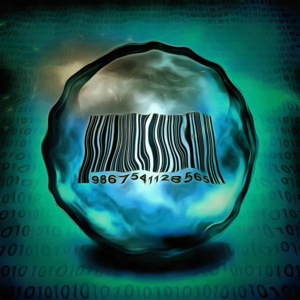 Código Barras Esfera Cristal Renderização — Fotografia de Stock
