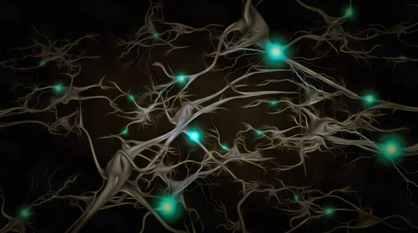 Red Neuronal Cerebral Renderizado — Foto de Stock