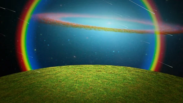 超現実的な惑星の空 3Dレンダリング — ストック写真
