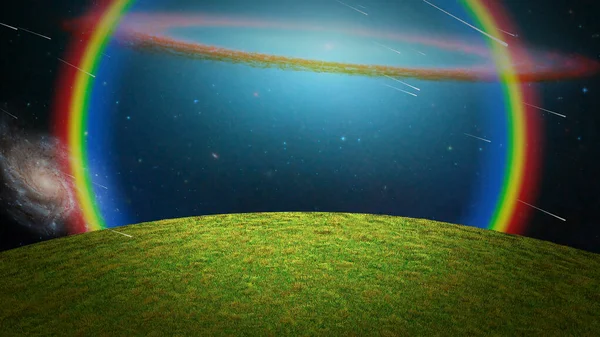 超現実的な惑星の空 3Dレンダリング — ストック写真