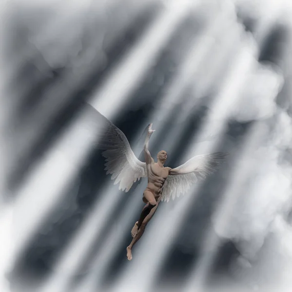 Ангел Облаках Рендеринг — стоковое фото