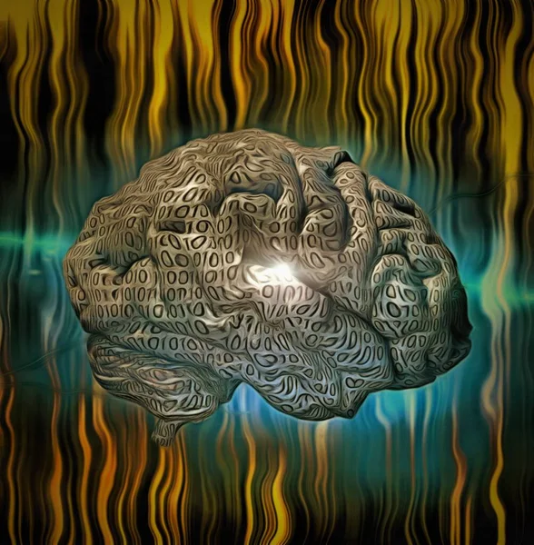 Concept Cerveau Numérique Rendu — Photo