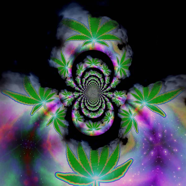Marihuana Blatt Fraktal Rendering — Stockfoto
