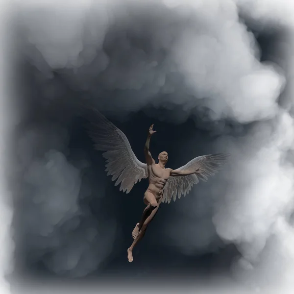 Engel Den Wolken Rendering — Stockfoto