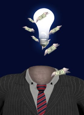 Metaforik kompozisyon. İş adamı ve para