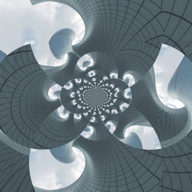 Fütüristik mimari fraktal. 3B görüntüleme