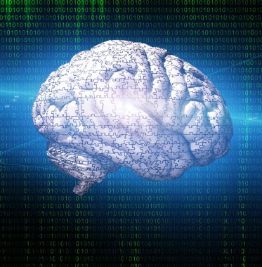 Dijital beyin konsepti. 3B görüntüleme