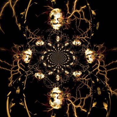 Karanlık sanat. Kafatası fraktal. 3B görüntüleme