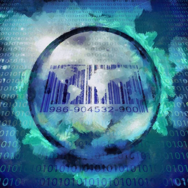 Barcode Crystal Sphere Rendering — Stock Photo, Image