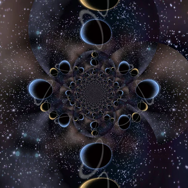 Eindeloze Fractal Van Planeten Weergave — Stockfoto