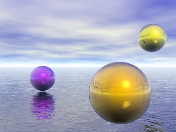 Surreal Spheres Water Rendering — Stock Photo, Image