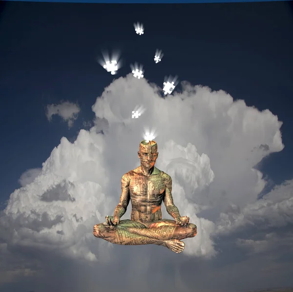 Droiden Meditation Himmel Rendering — Stockfoto