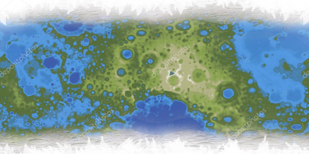 Terraformed moon surface map. 3D rendering