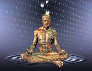 Droid lotus pozunda meditasyon yapıyor.