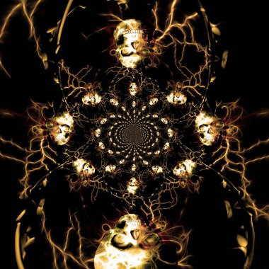 Karanlık sanat. Kafatası fraktal. 3B görüntüleme