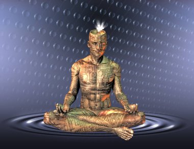 Droid lotus pozunda meditasyon yapıyor.