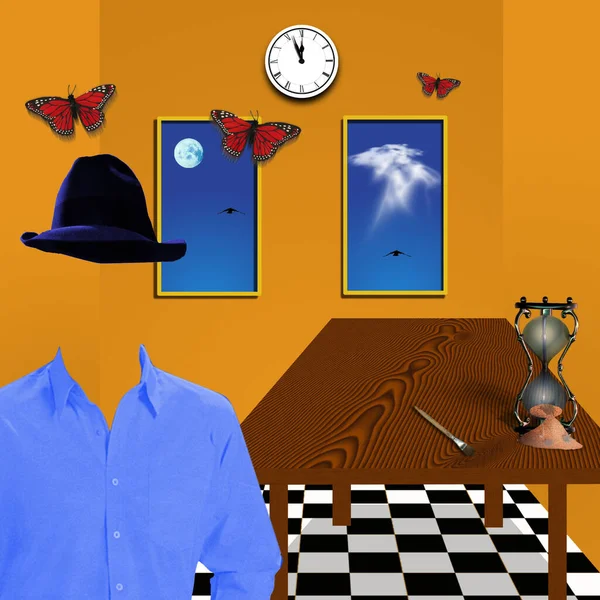 Surreal Room Invisible Man — Stock Photo, Image