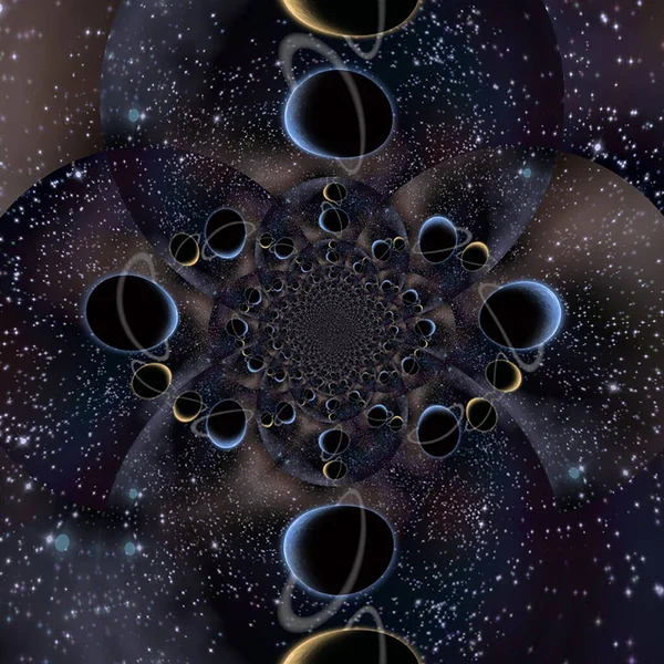 Endless Fractal Planets Rendering — Stock Photo, Image