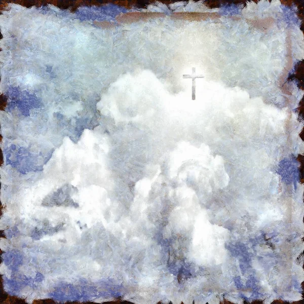 Krzyż Niebie Renderowanie — Zdjęcie stockowe