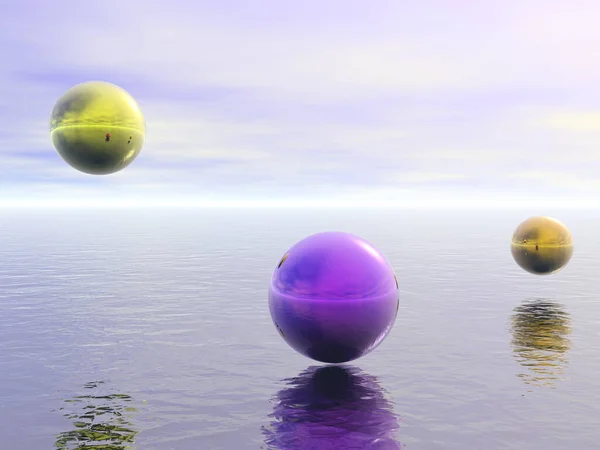 Surreal Spheres Water Rendering — Stock Photo, Image