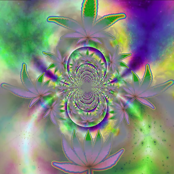 Marijuana Leaf Fractal Rendering — Stock Photo, Image