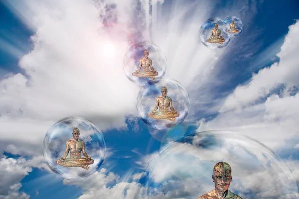 Дроїди Кристалічних Бульбашках Візуалізація — стокове фото