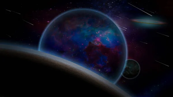 無限の空間での太陽系外惑星 — ストック写真