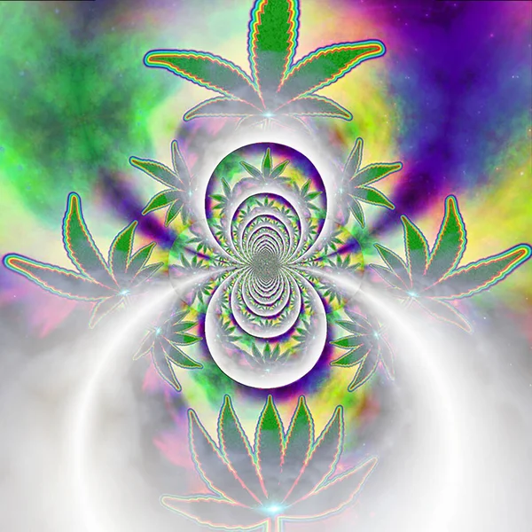 Marijuana Leaf Fractal Rendering — Stock Photo, Image