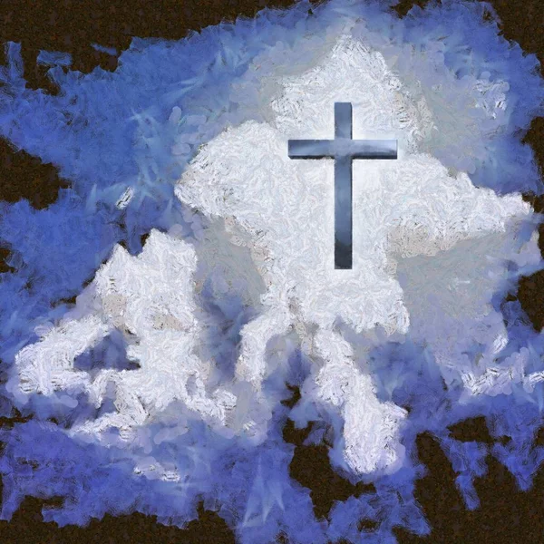 하늘에서의 십자가 렌더링 — 스톡 사진