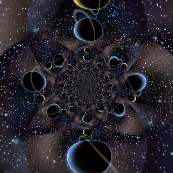 Endless Fractal Planets Rendering — Stock Photo, Image