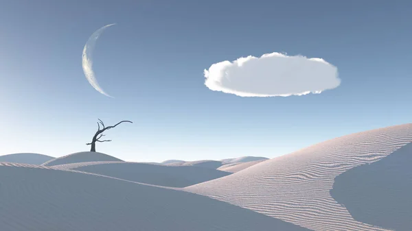 Verdorde Boom Zen Geïnspireerd Woestijnlandschap — Stockfoto