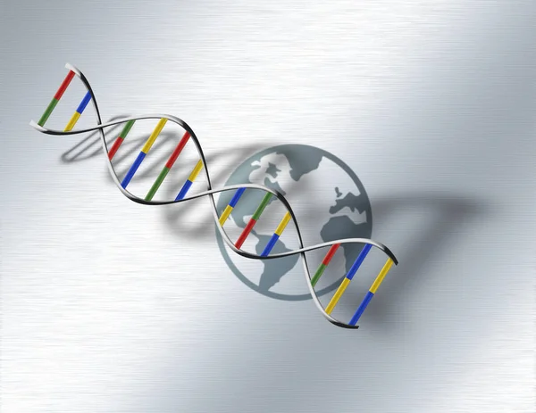 世界基因Dna 3D渲染 — 图库照片