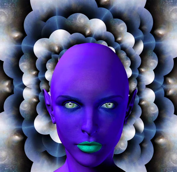 Face Alien Endless Spaces Sci Composition Rendering — Stock Photo, Image