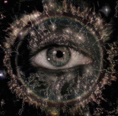 Hepsi Gören Göz. Soyut resim. 3B görüntüleme