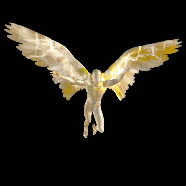 Melek, ilahi ışığı tutar. 3B görüntüleme